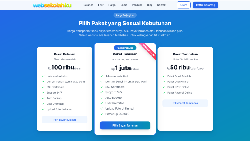 Harga Website Sekolah 2026 dan Penjelasannya