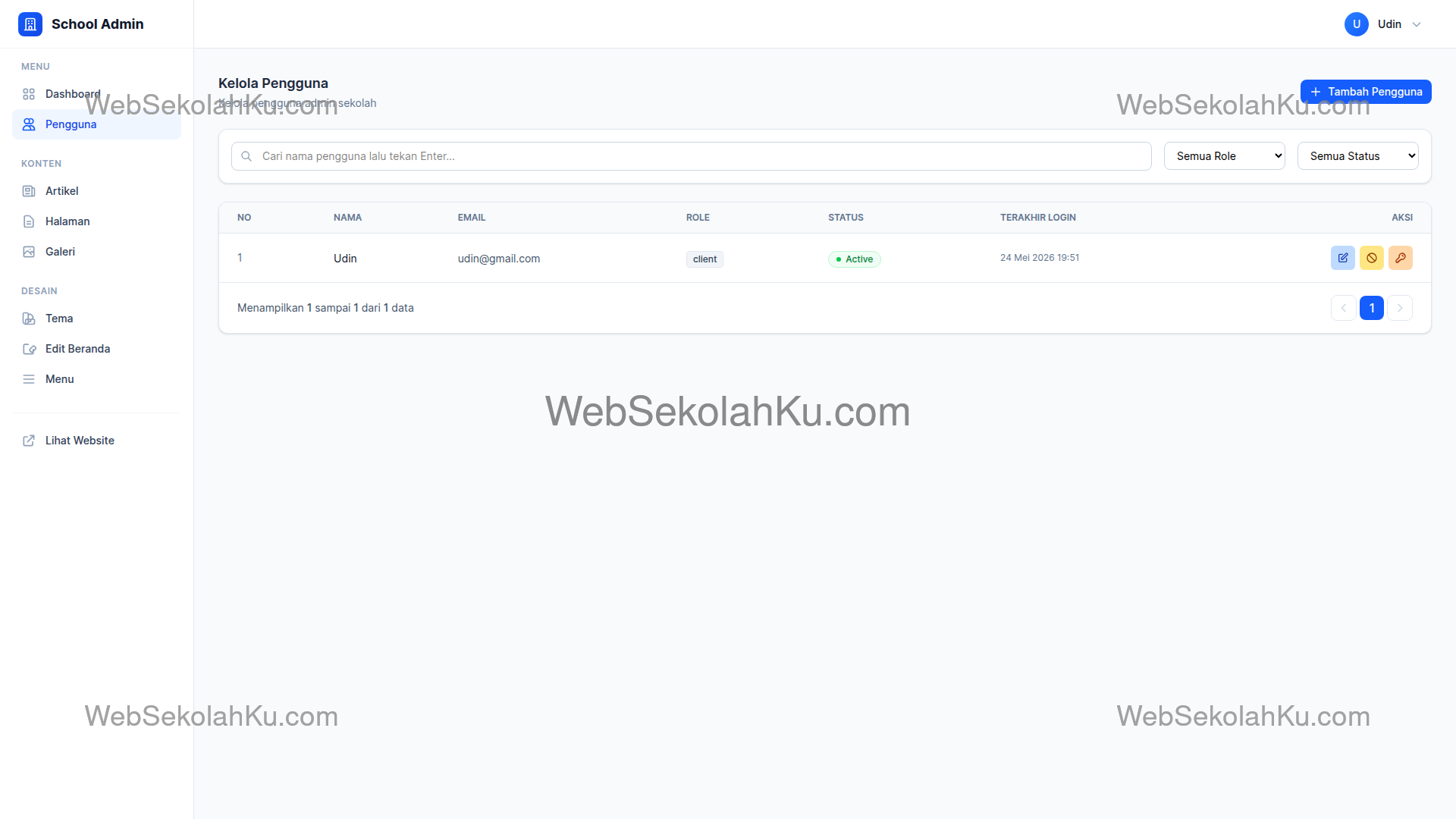 Panduan Website Sekolah - Manajemen Pengguna