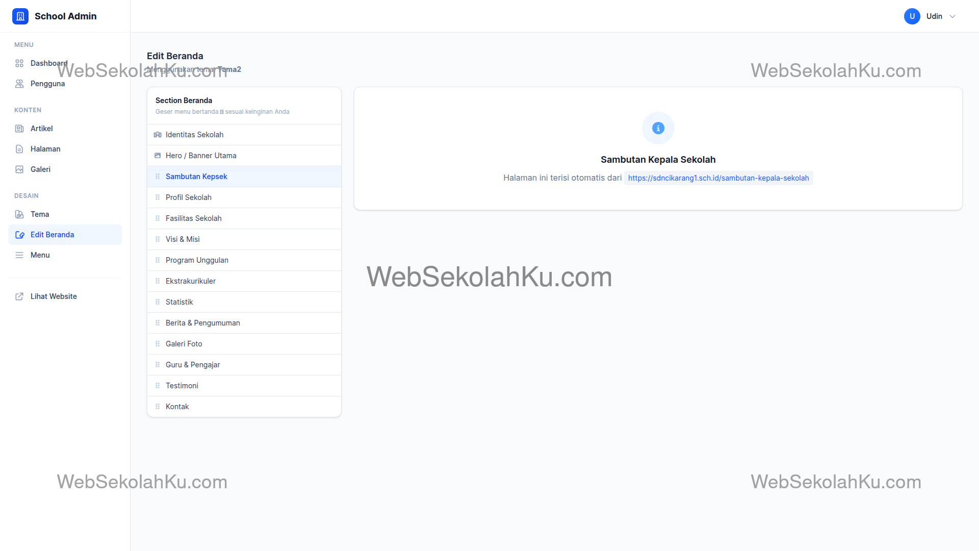Panduan Website Sekolah - Sambutan Kepala Sekolah