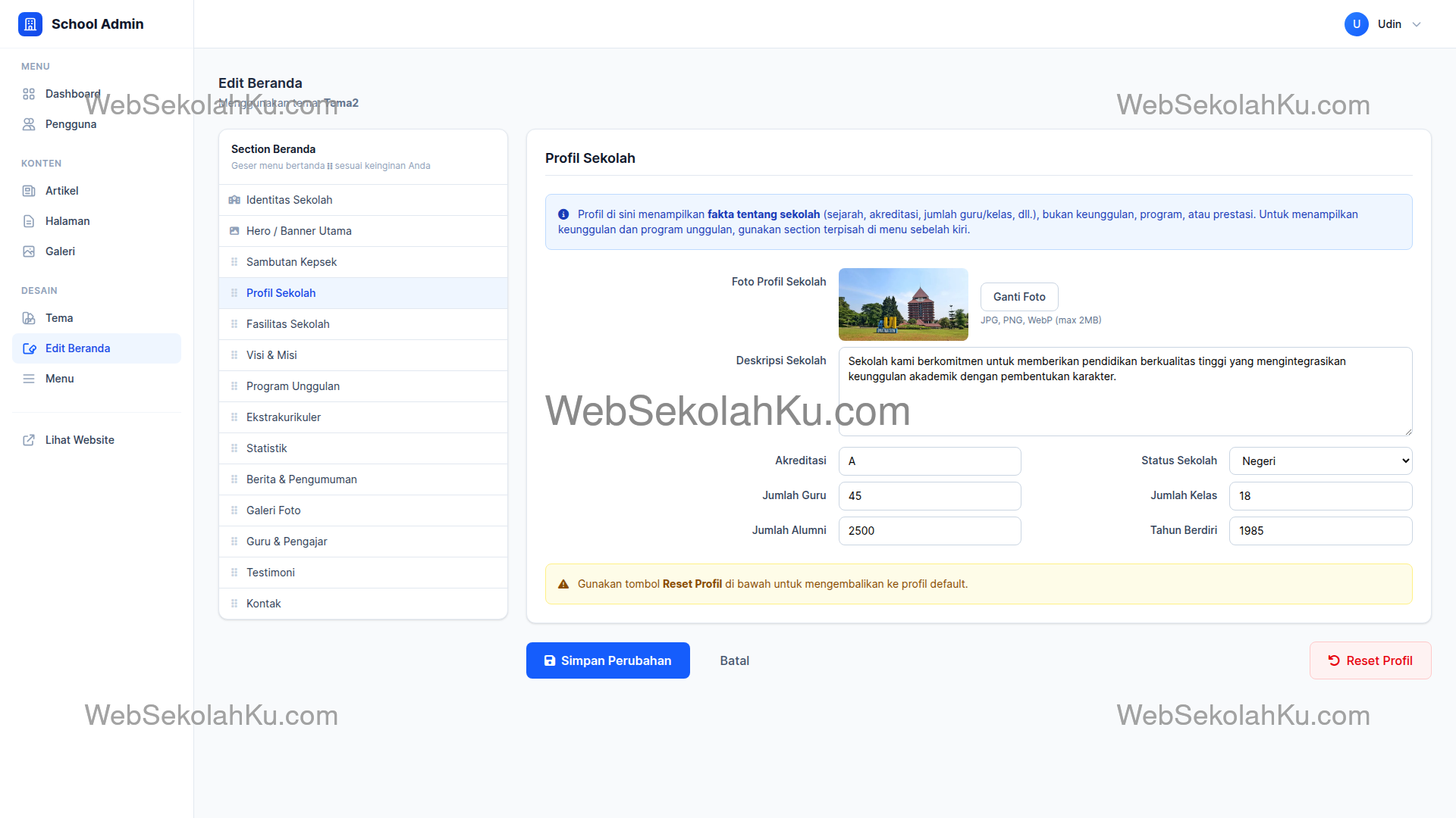 Panduan Website Sekolah - Profil
