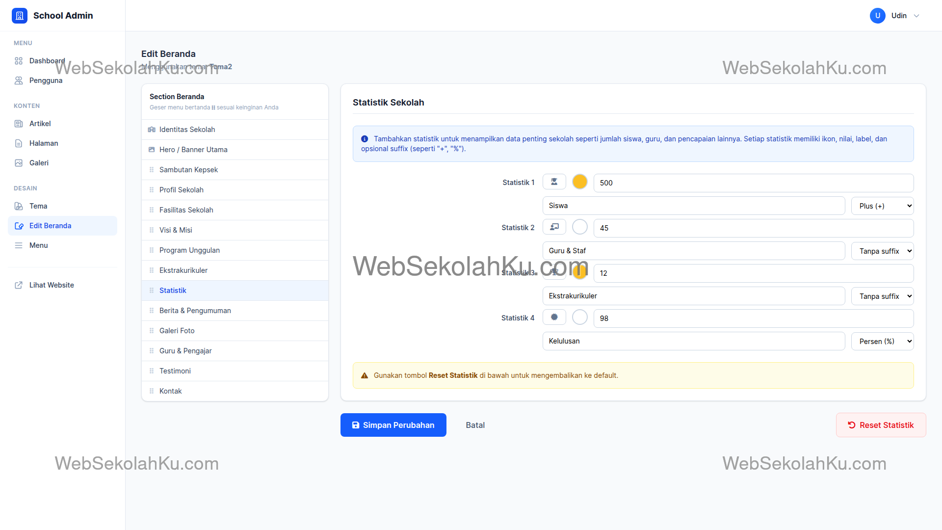 Panduan Website Sekolah - Statistik