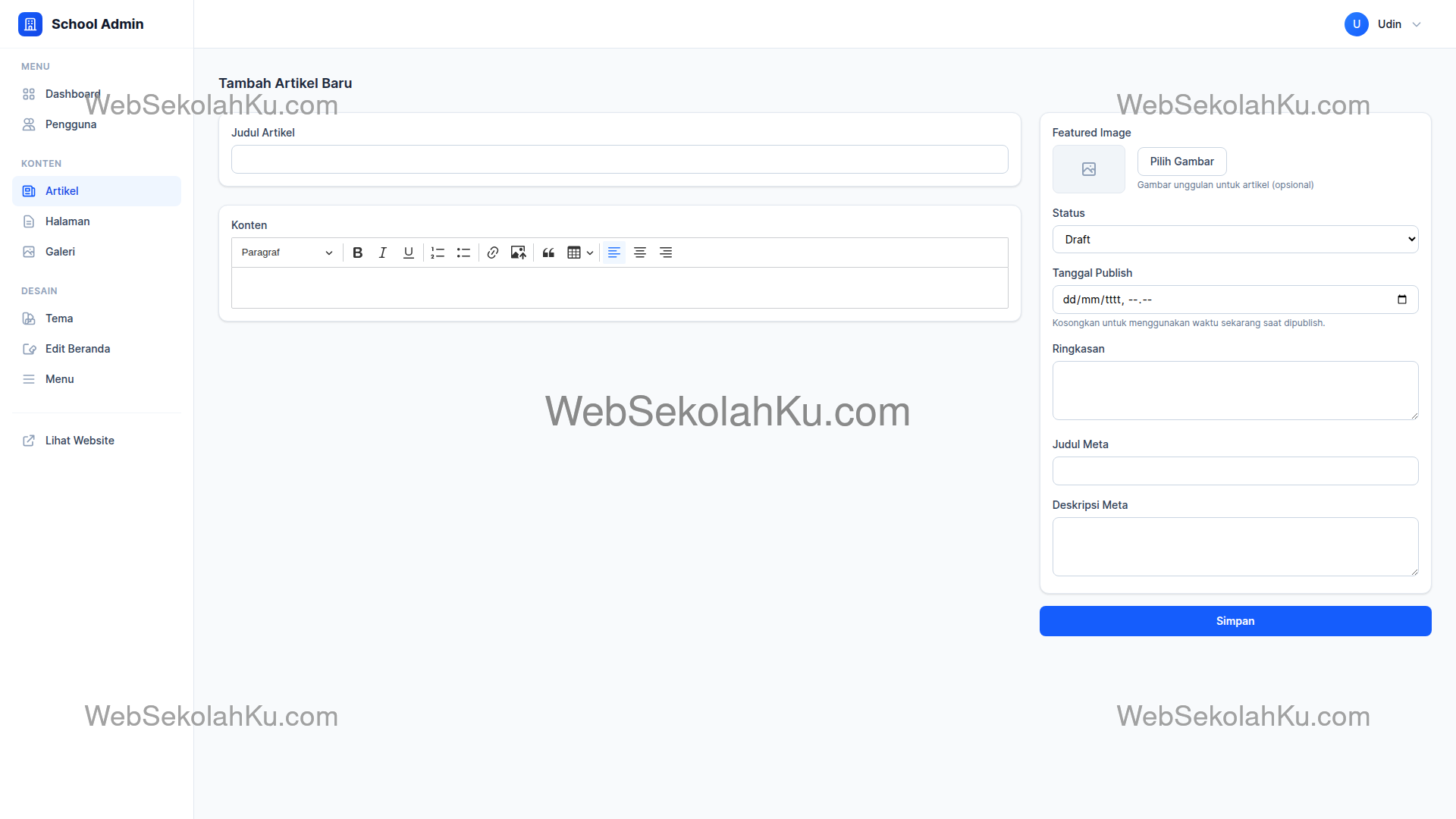 Panduan Website Sekolah - Membuat Artikel Baru