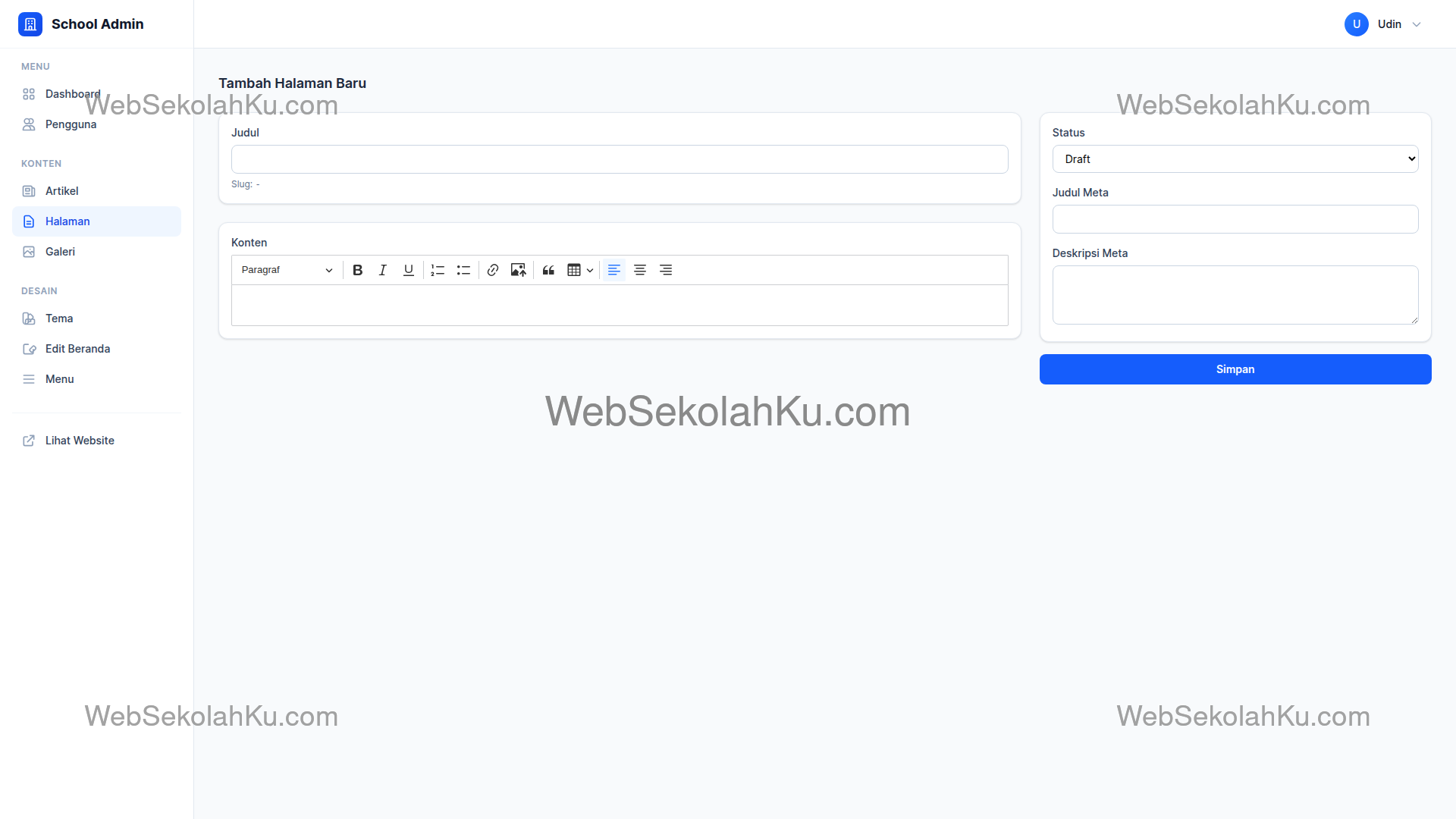 Panduan Website Sekolah - Membuat Halaman Baru