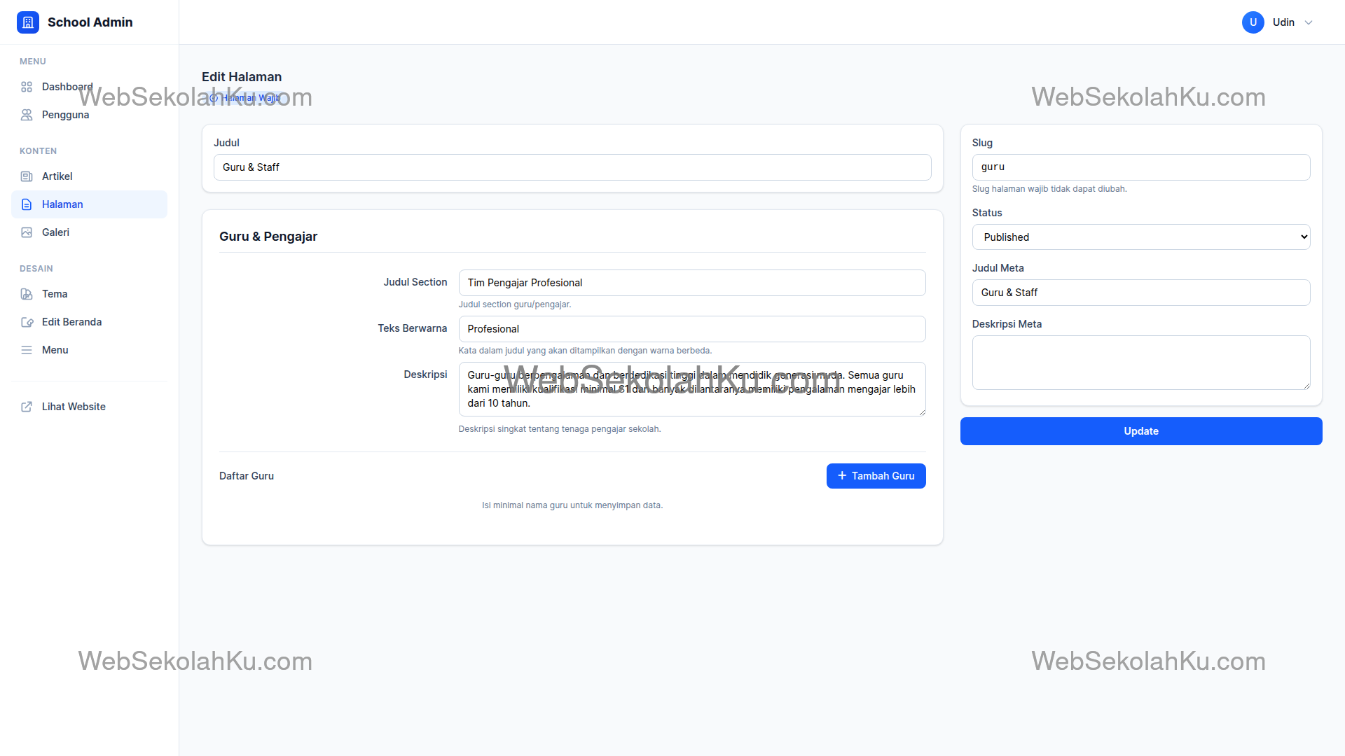 Panduan Website Sekolah - Mengedit Halaman Guru & Pengajar