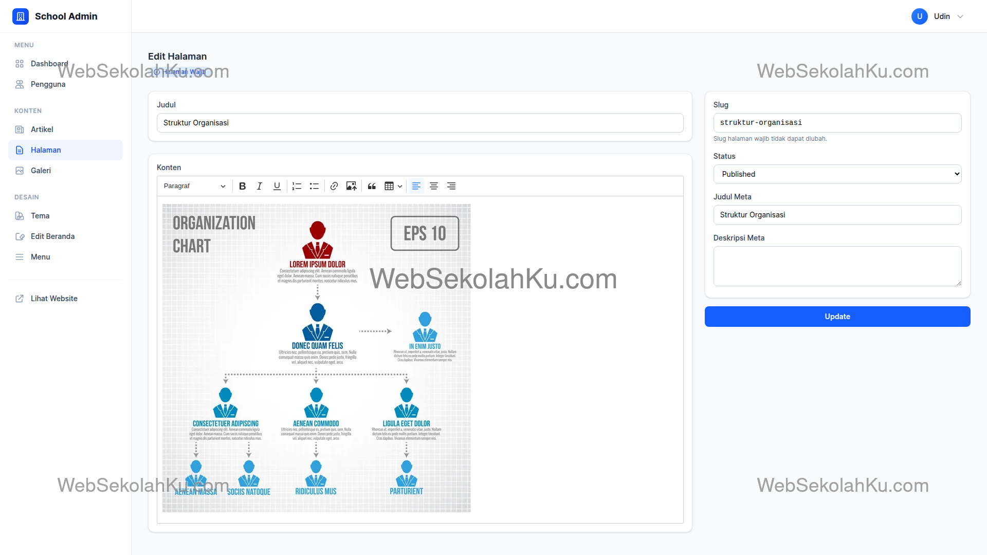 Panduan Website Sekolah - Mengedit Halaman Struktur Organisasi