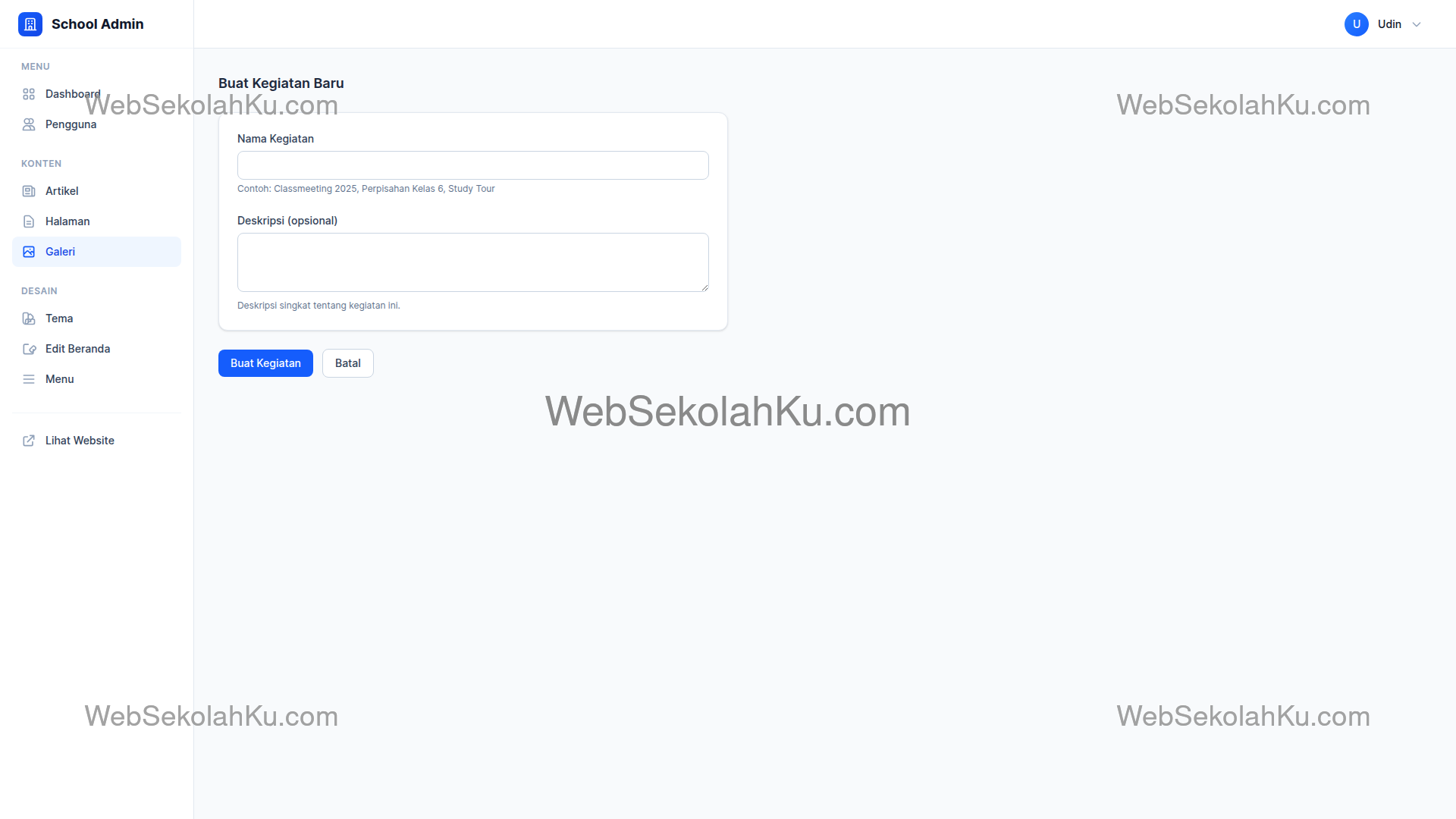 Panduan Website Sekolah - Membuat Event Baru