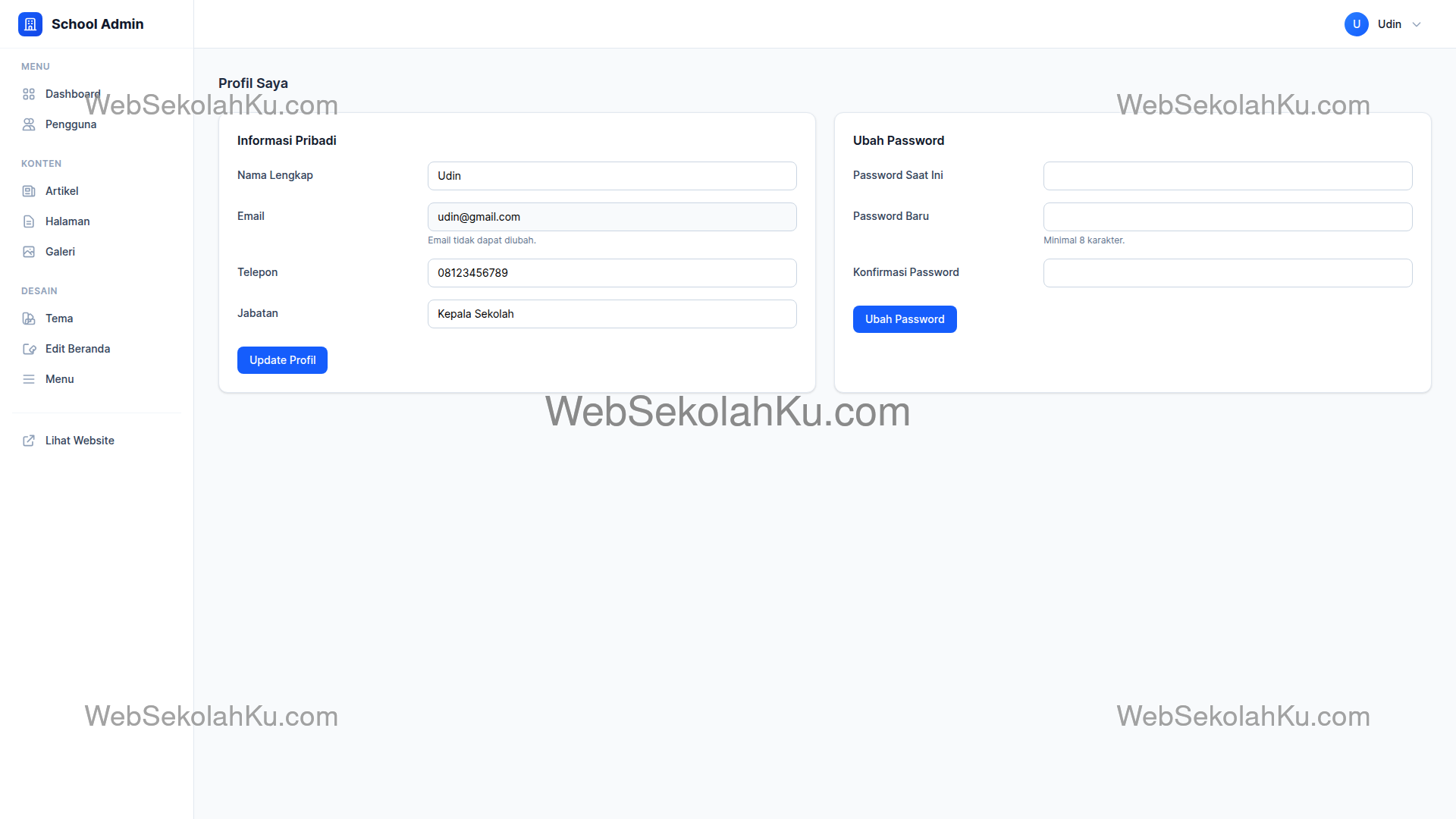 Panduan Website Sekolah - Profil Saya